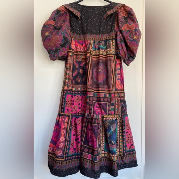 Farm Rio Mixed Scarves Frill Midi Dress - Picture 8 of 9